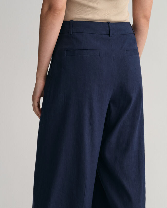 Wide Leg Stretch Linen Pants