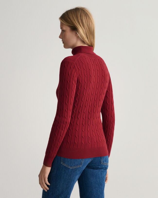 Stretch Cotton Cable Turtleneck