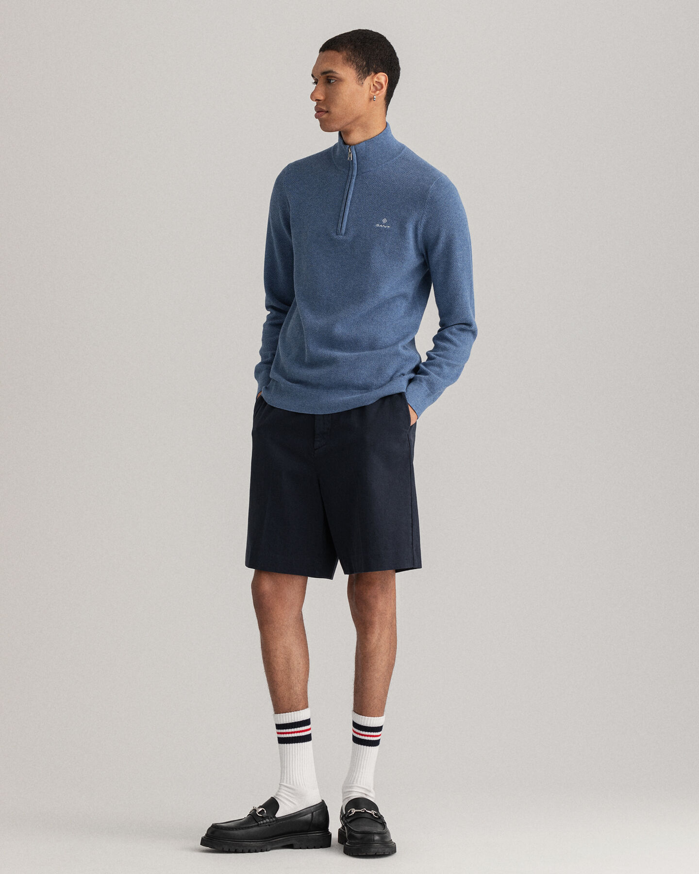 Cotton Piqu&eacute; Half-Zip Sweater