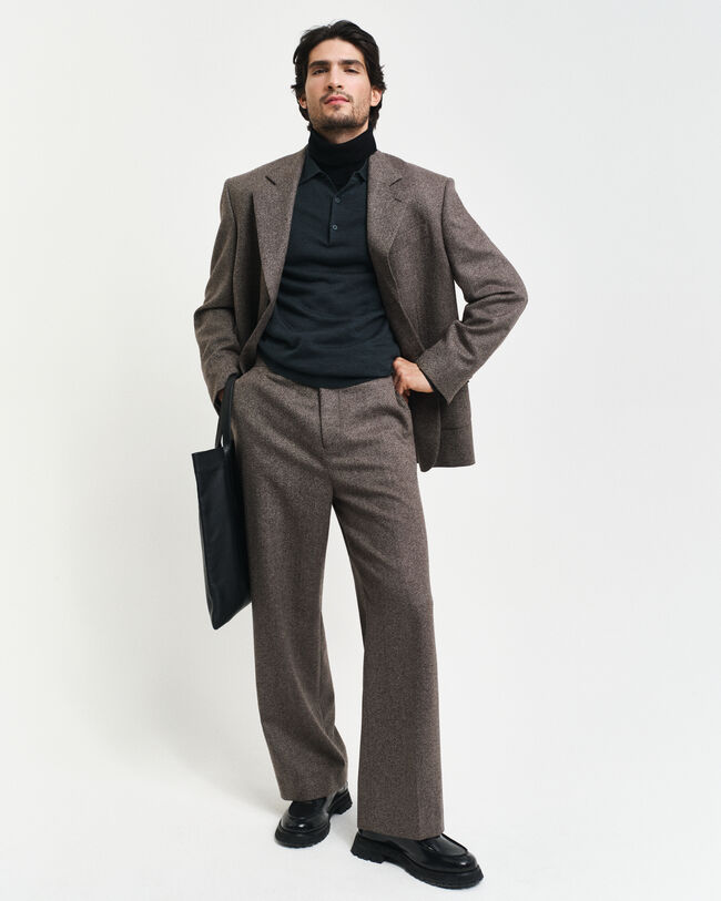 Relaxed Fit Mouliné Wool Suit Pants