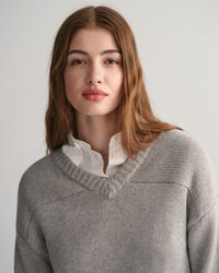 Cropped V-Neck Sweater