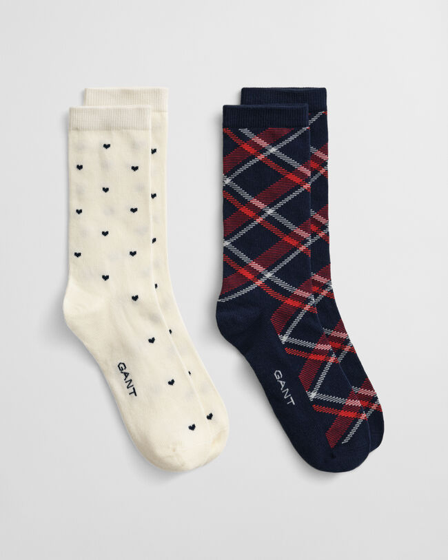 2-Pack Check & Heart Socks Gift Box