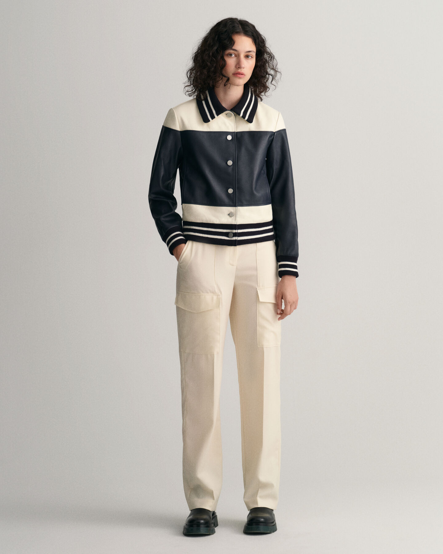 Blocked Leather Jacket