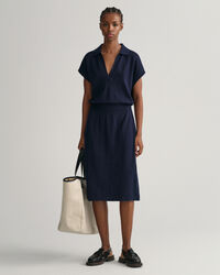 Collared Linen Blend Dress