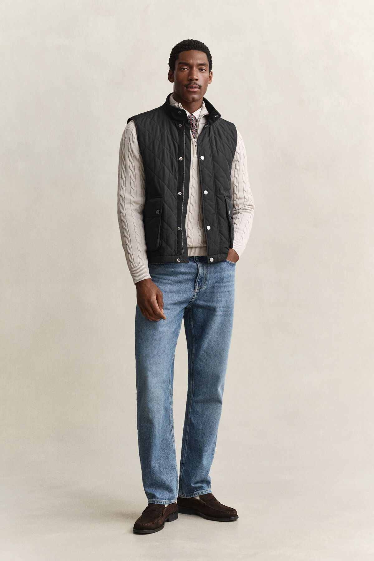Quilted Vest — BLACK