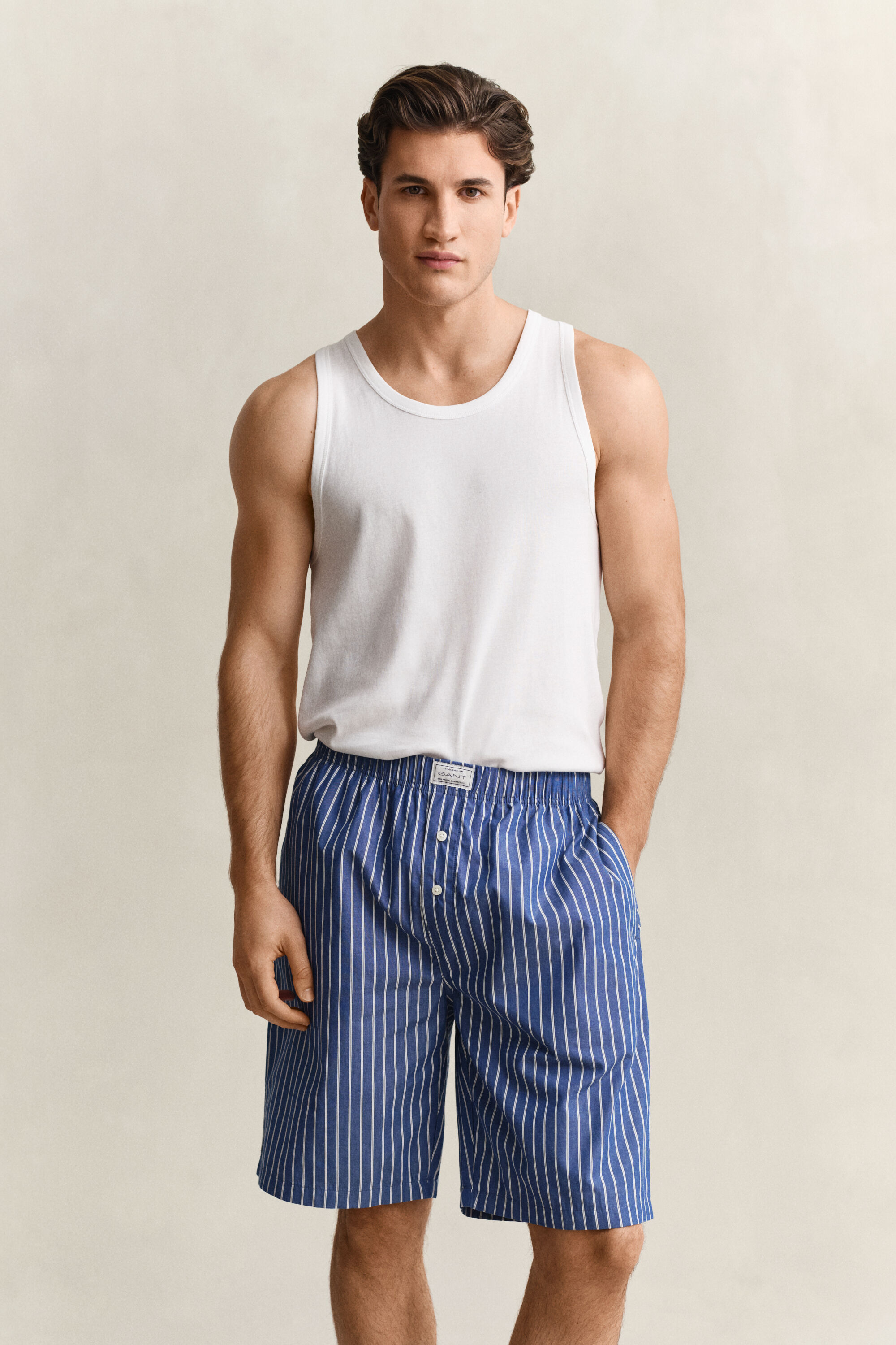 Striped Poplin Pajama Shorts