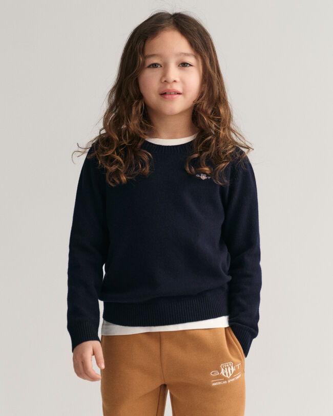 Kids Shield Lambswool Crew Neck Sweater