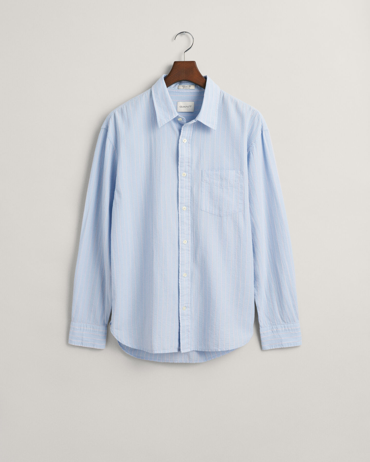 Relaxed Fit Pinstriped Seersucker Shirt