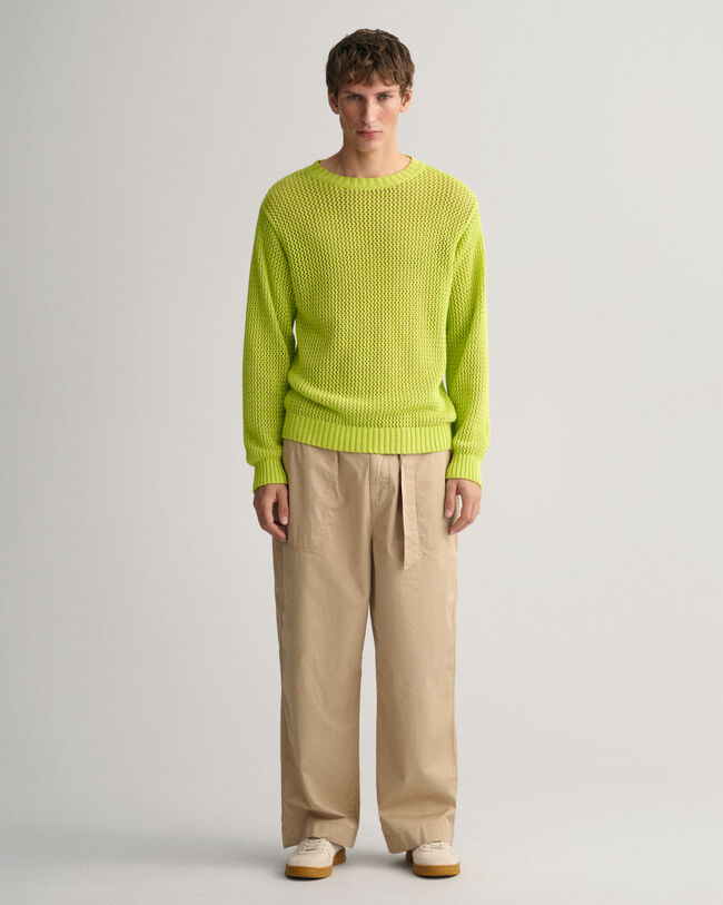 Belted Cotton Poplin Pants