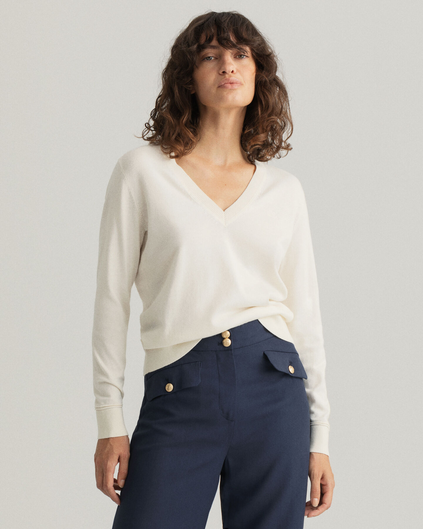 Light Cotton V-Neck Sweater