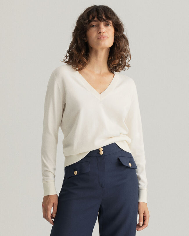 Light Cotton V-Neck Sweater