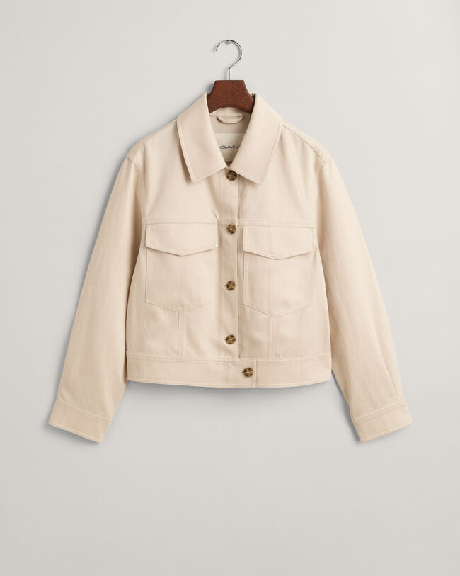 Cropped Linen Blend Jacket