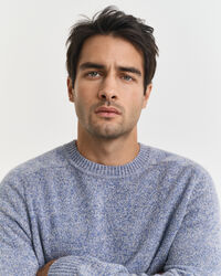 Wool Blend Mouliné Crew Neck Sweater