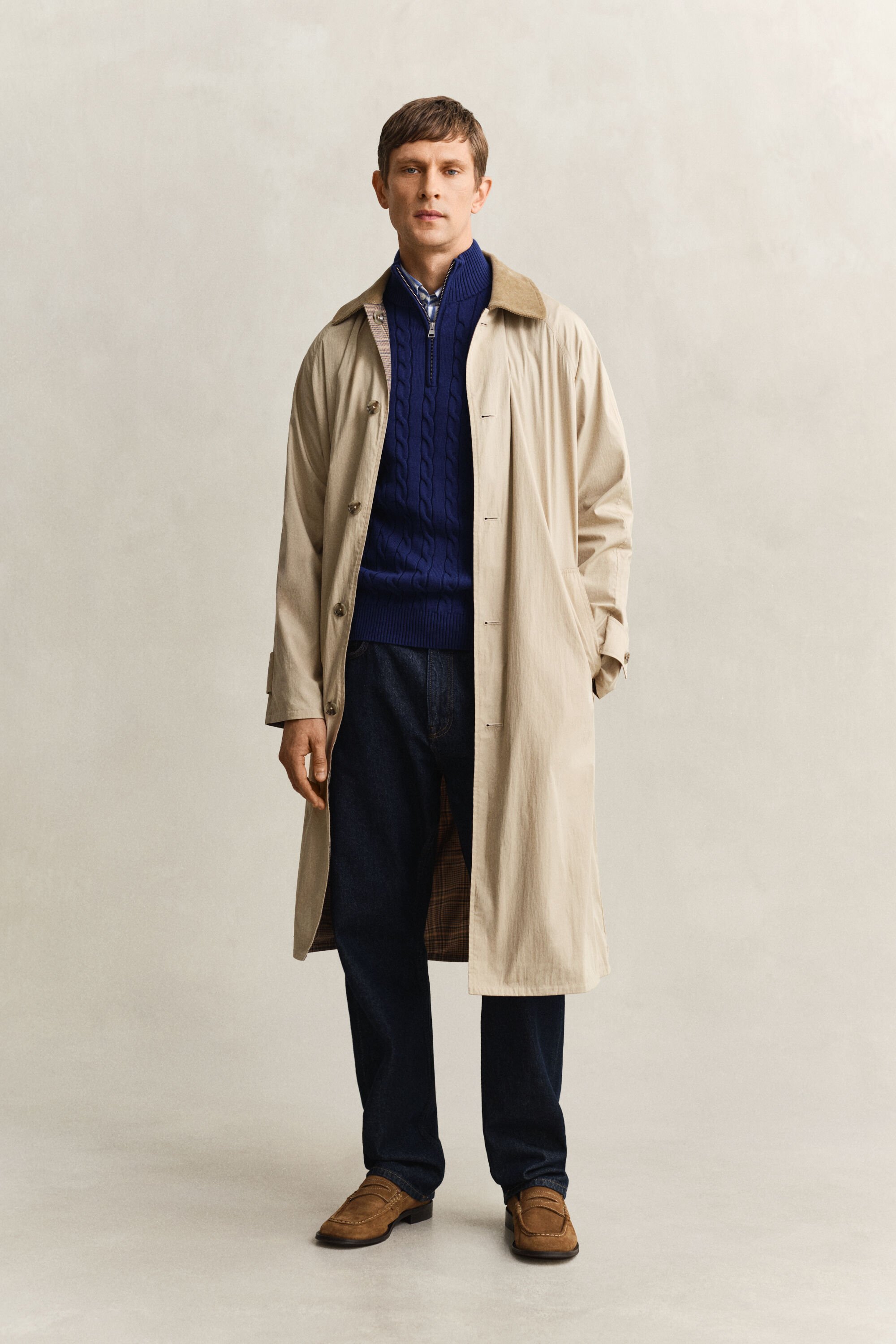 Cotton Cable Knit Half-Zip Sweater