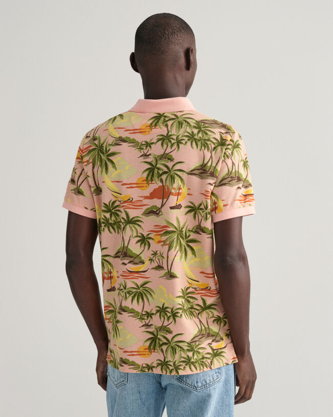 Hawaiian Print Polo Shirt