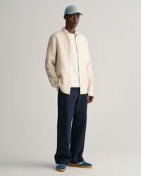 Slim Fit Houndstooth Linen Shirt