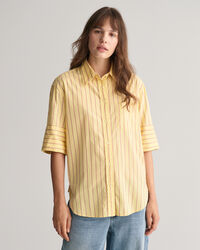 Relaxed Fit Striped Luxury Oxford Short Sleeve Shirt