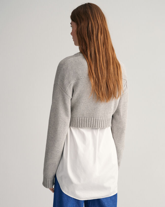 Cropped V-Neck Sweater