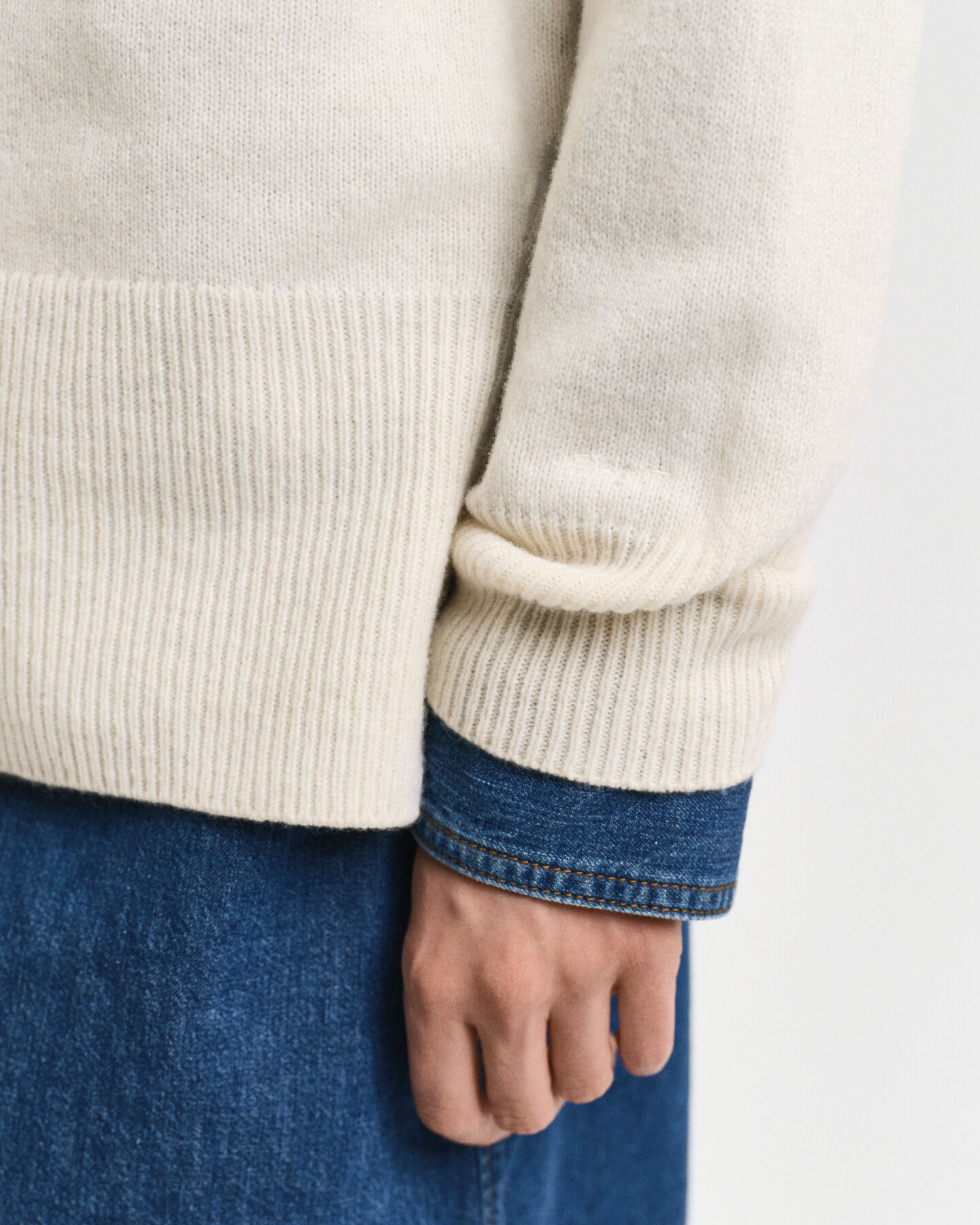 Wool Cashmere Blend Crew Neck Sweater