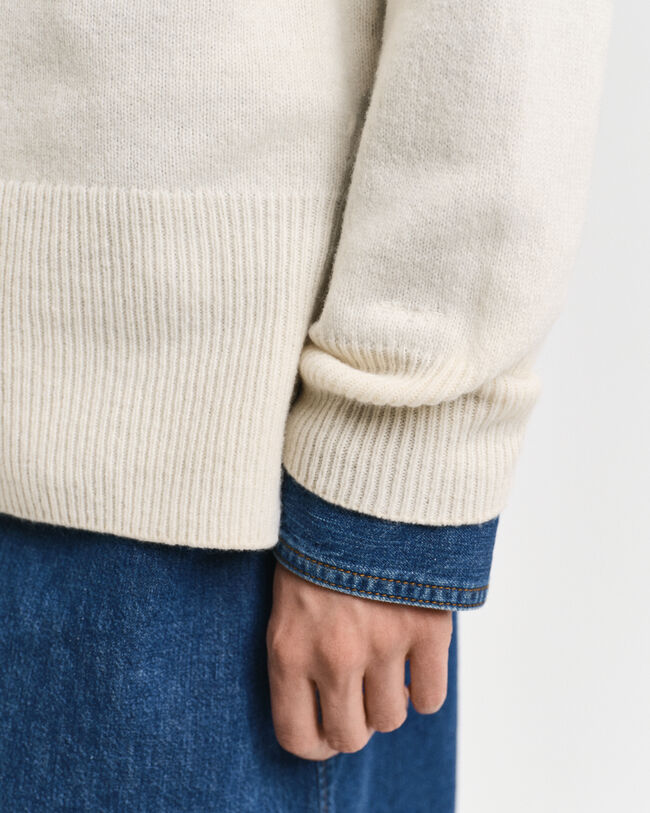Wool Cashmere Blend Crew Neck Sweater