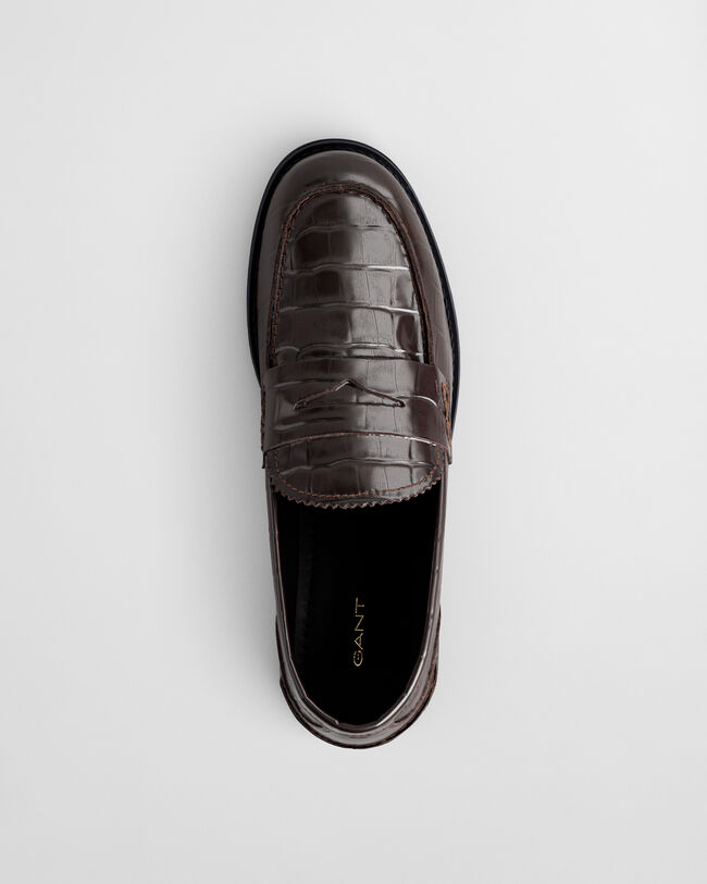 Gracelyn Croc Effect Leather Loafers