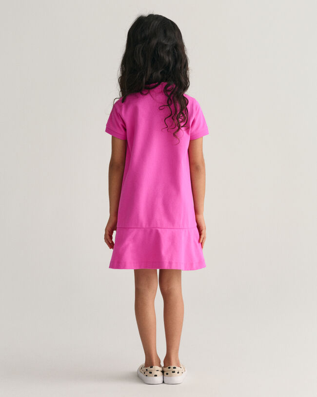 Girls Short Sleeve Piqu&eacute; Flounce Dress