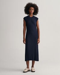 Rib Knit Crew Neck Sleeveless Dress