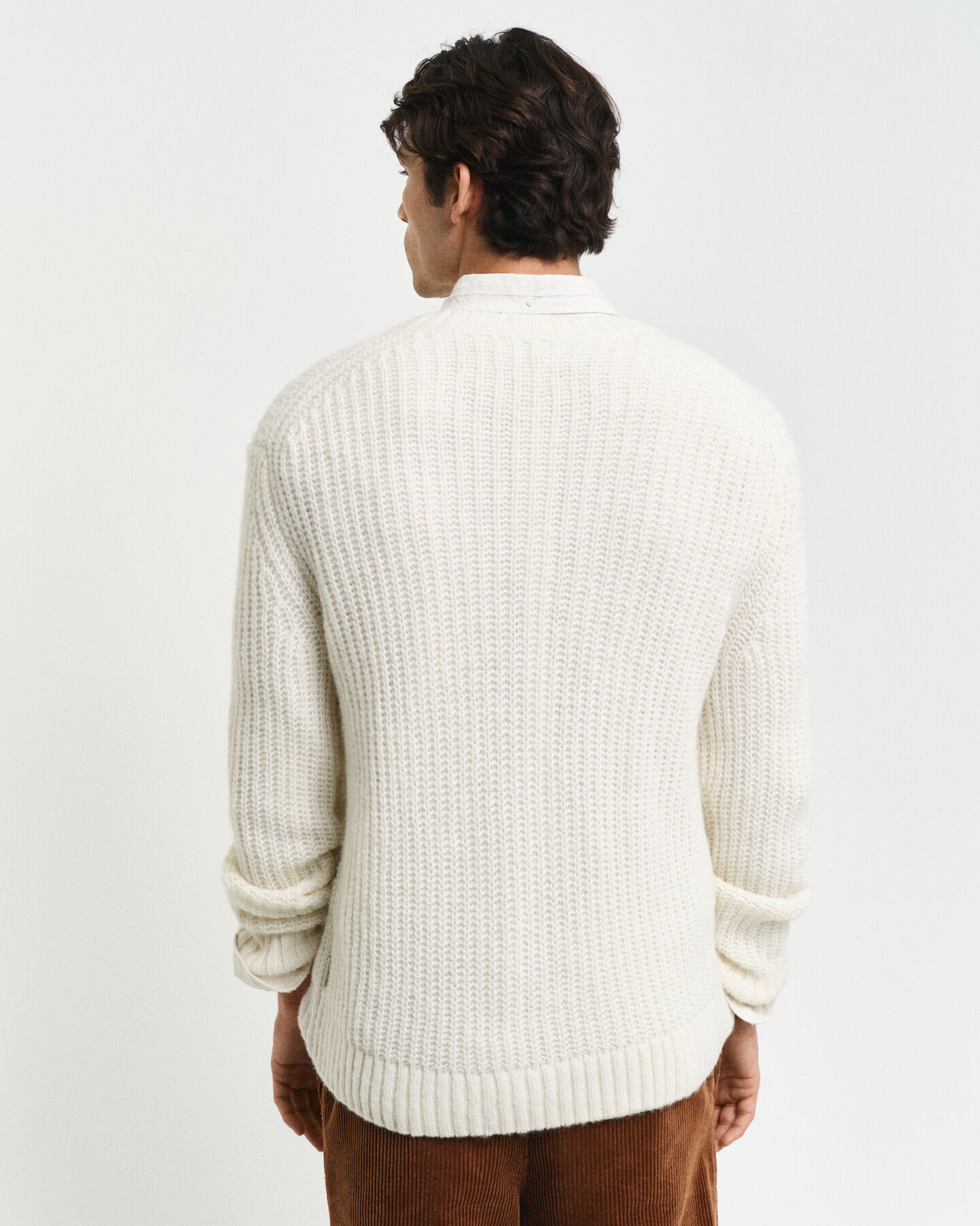 Ribbed Alpaca Wool Blend Crew Neck Sweater
