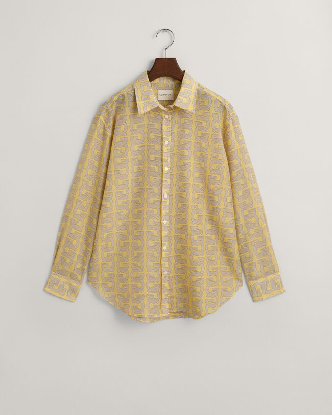 Relaxed Fit G Patterned Cotton Silk Shirt