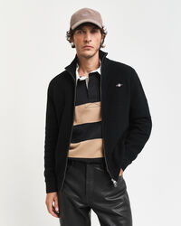 Textured Cotton Zip Cardigan