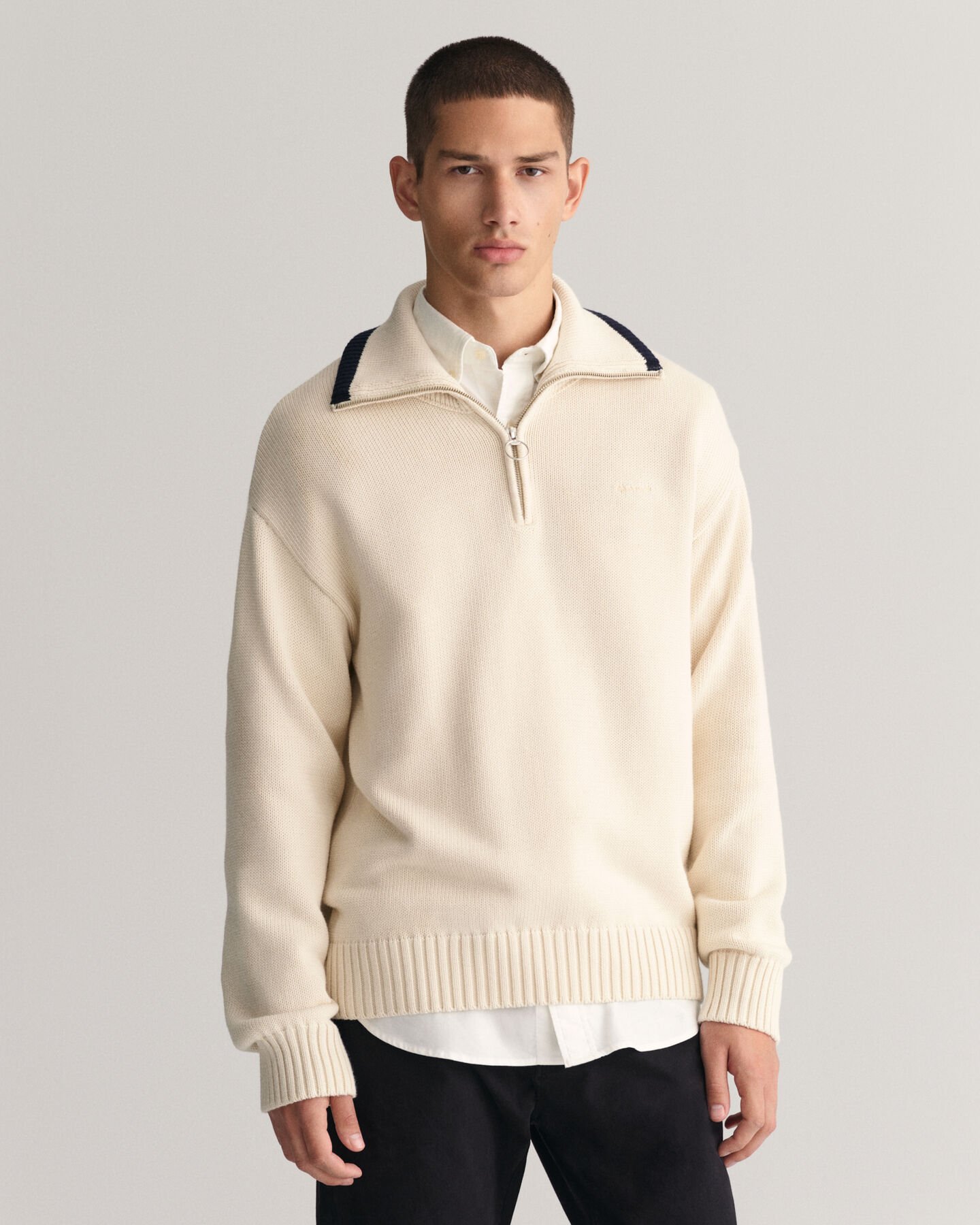 Plain Cotton Half-Zip Sweater
