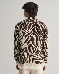 Relaxed Fit Zebra Print Silk Shirt