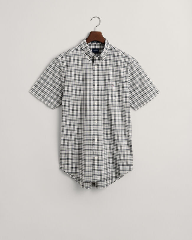 Regular Fit Micro Check Poplin Short Sleeve Shirt