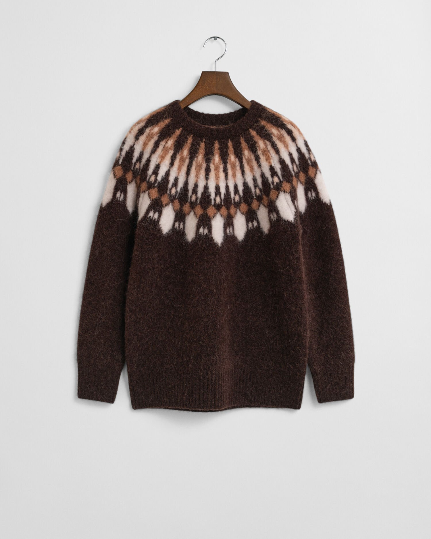 Alpaca Blend Fair Isle Crew Neck Sweater