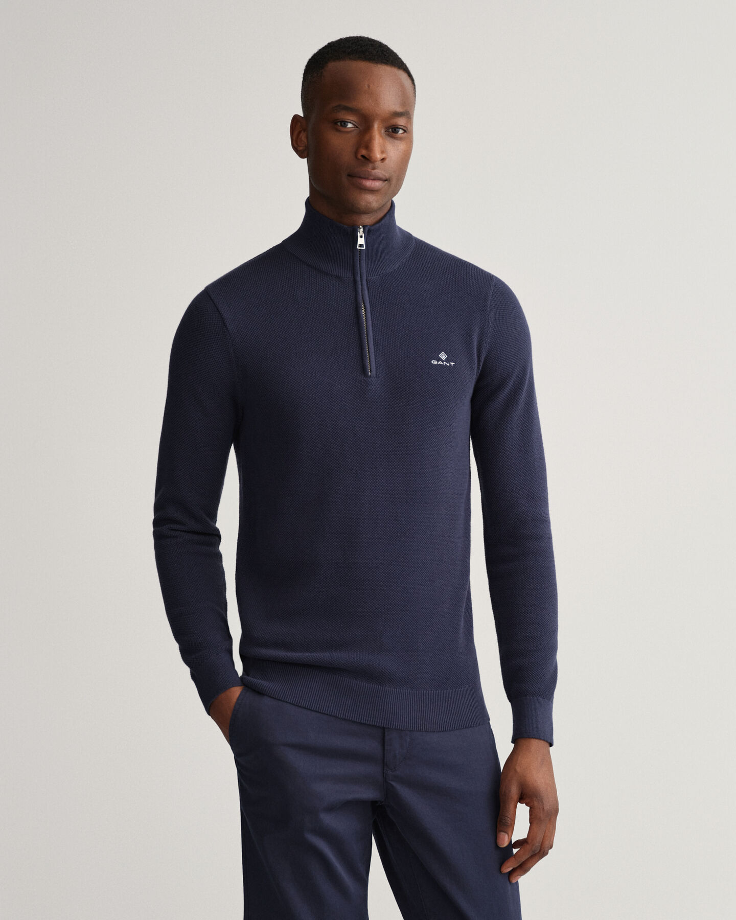 Cotton Piqu&eacute; Half-Zip Sweater
