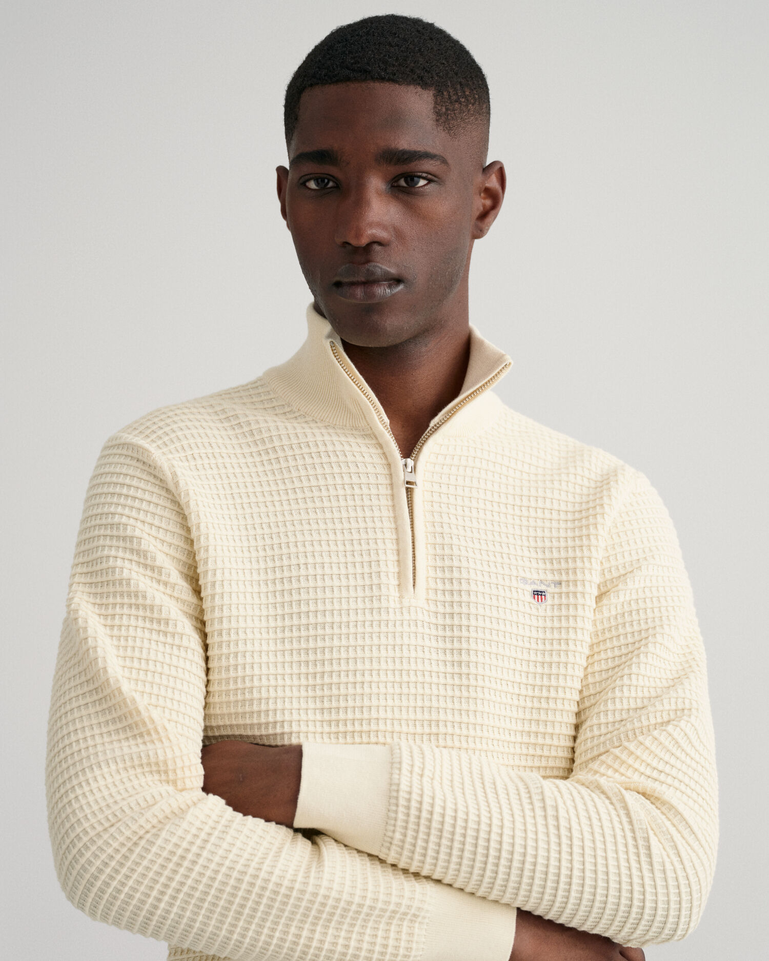 Cotton Texture Half-Zip Sweater - GANT