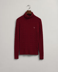 Stretch Cotton Cable Turtleneck
