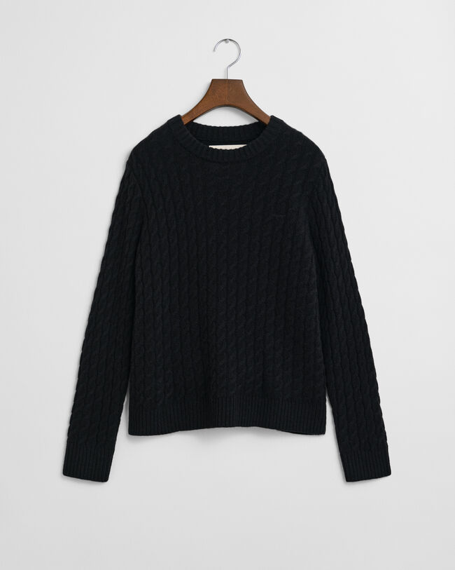 Cashmere Cable Knit Crew Neck Sweater