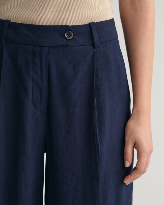 Wide Leg Stretch Linen Pants
