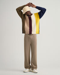 Patched Cable Crew Neck Sweater