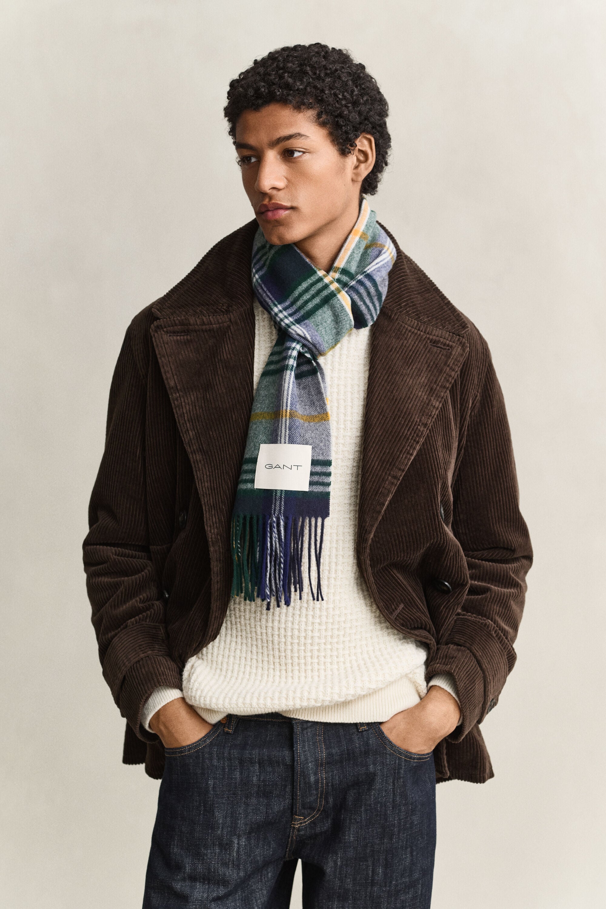Checked Wool Scarf
