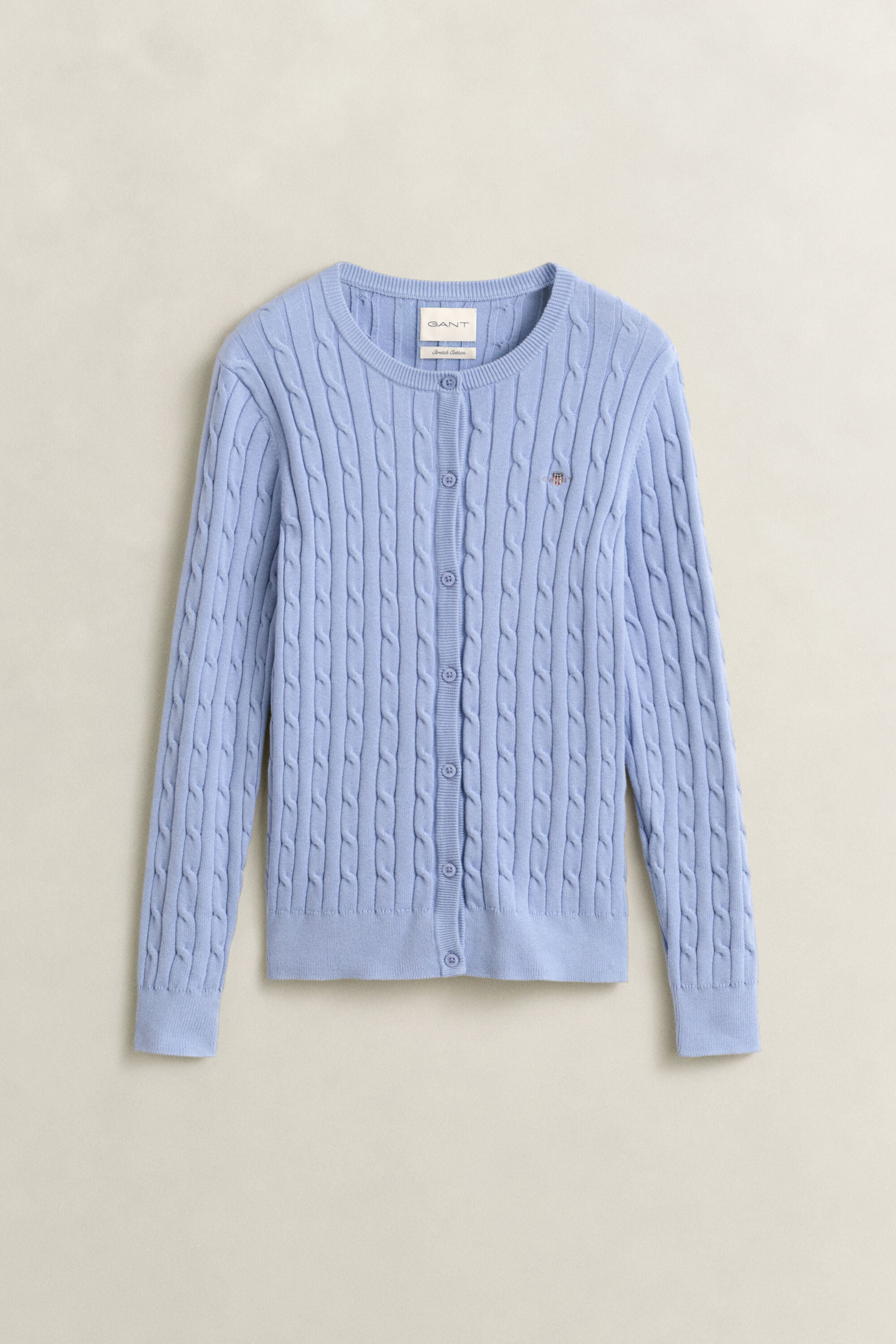 Stretch Cotton Cable Knit Cardigan
