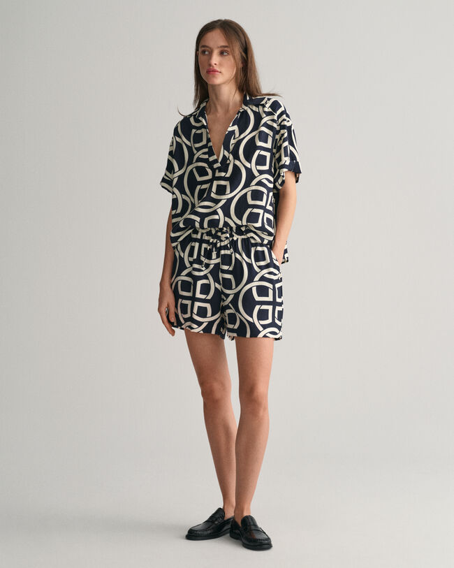 Relaxed Fit Monogram Print Pull-On Shorts