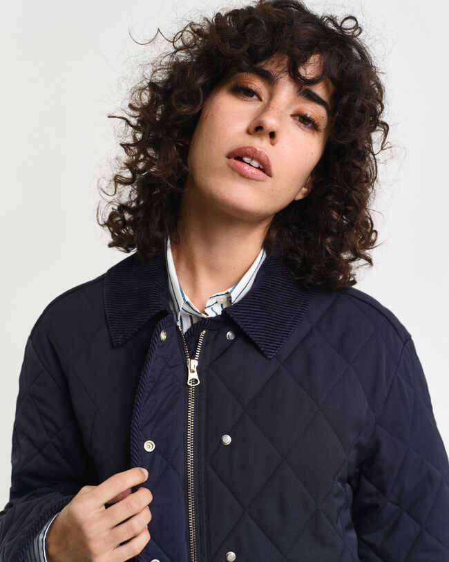 Quilted Corduroy Detailed Coat