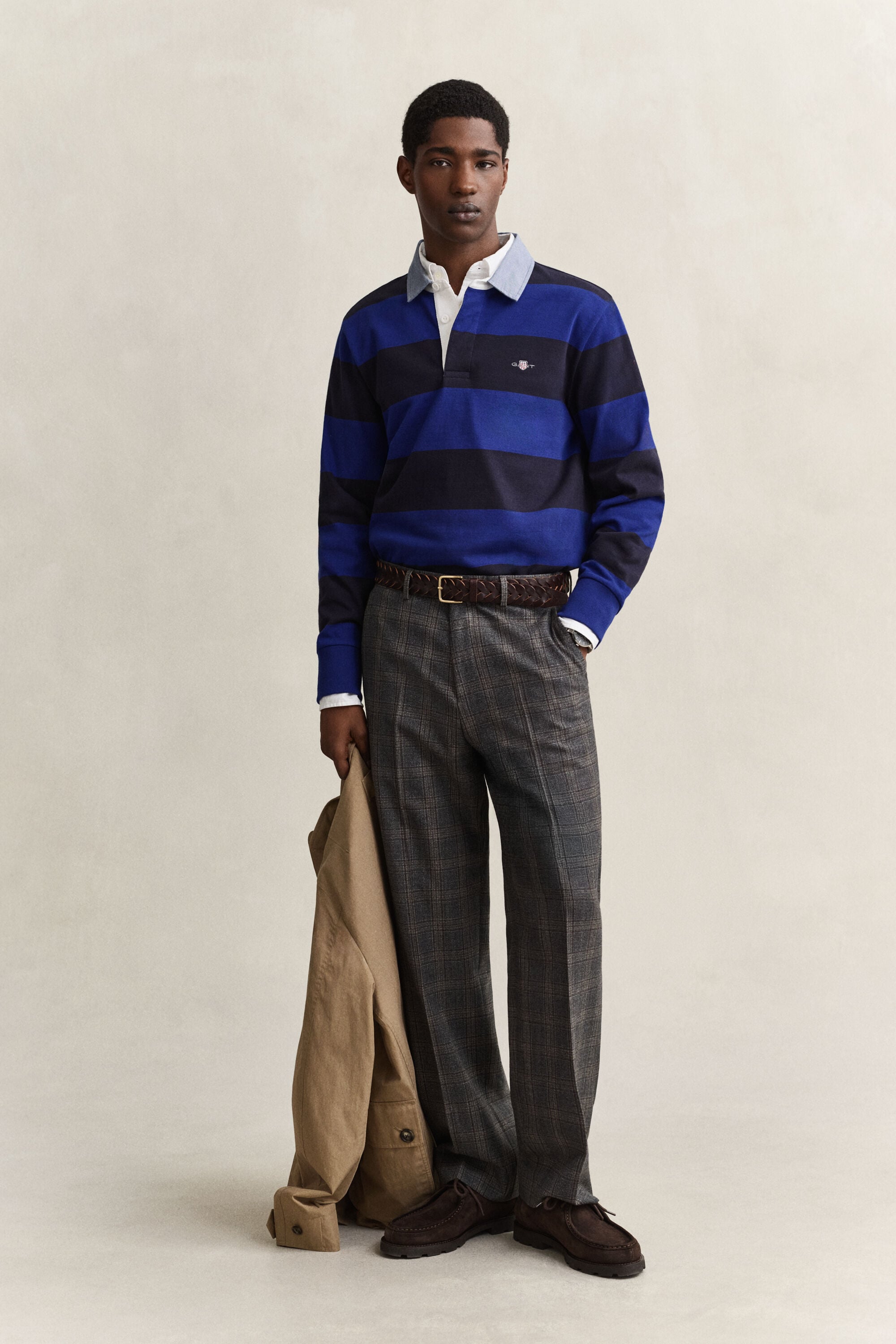 Chambray Collar Striped Heavy Rugger