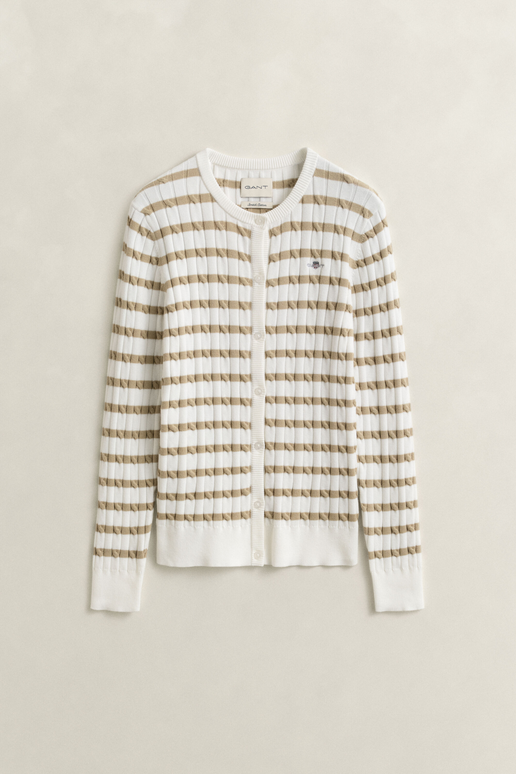 Striped Cable Knit Cardigan