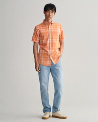 Regular Fit Check Cotton Linen Short Sleeve Shirt