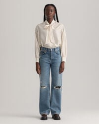 Relaxed Straight Leg High-Waisted Rip Jeans