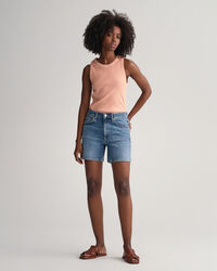 Sunfaded High Neck Rib Tank Top