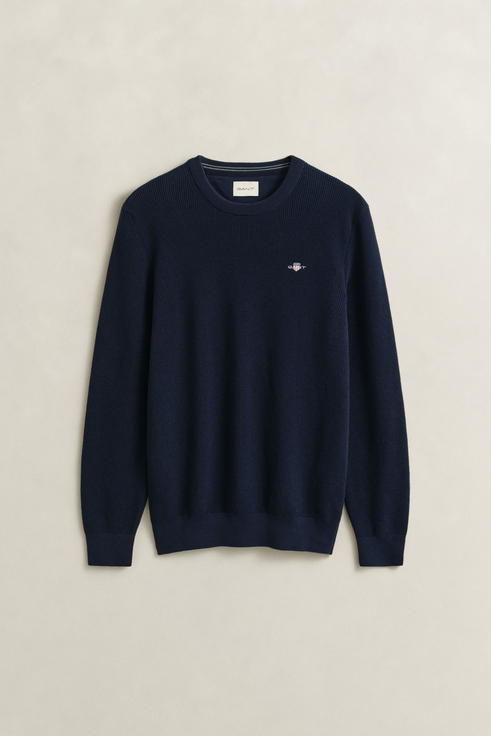 Textured Cotton Crew Neck Sweater